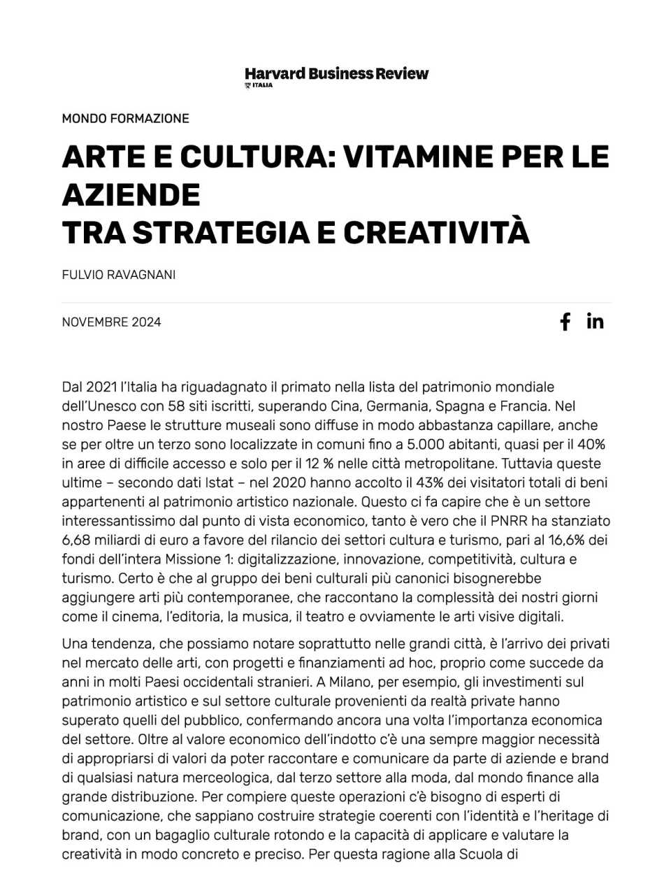 Arte e cultura: vitamine per le aziende tra strategia e creatività